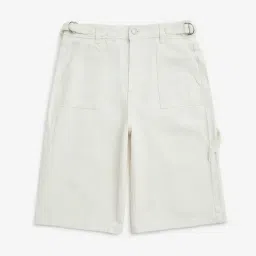 Y&F Kids by Westside White Solid High-Rise Jorts-picture-24