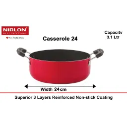 Nirlon Red Aluminium Non-Stick Pots and Pans - Set of 4 image 2