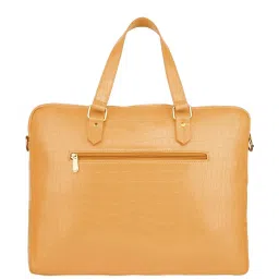 Caprese Rylee Yellow Textured Large Laptop Messenger Bag image 2