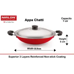 Nirlon Red Aluminium Non-Stick Pots and Pans - Set of 4 image 4