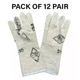 Swavind Safety Hand Gloves Asbestos Fiber 36 cm (14 inch Pair) Length Free Size (Pack of 12 Pair) image 2