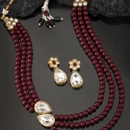 Peora Pearl Mala Necklace with Earrings Set-picture-33