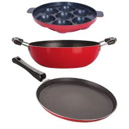 Nirlon Red Aluminium Non-Stick Non-Induction Cookware Set of 3 image 1