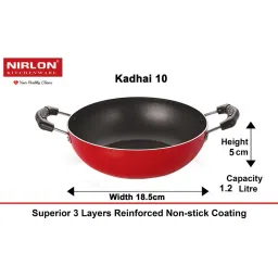 Nirlon Red Aluminium Non-Stick Cooking Pots & Pan - Set of 4 image 3
