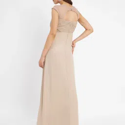 MADAME Beige Slim Fit Maxi Dress image 2