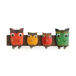 ExclusiveLane 'Owl Family' Decorative Key Holder In Mango Wood (6 Hooks) image 2