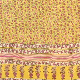 Unnati Silks Yellow Printed Saree With Unstitched Blouse image 3