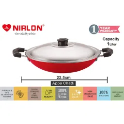 Nirlon Red Aluminium Non-Stick Appampatram and Appachatti Combo Set of 2 image 3