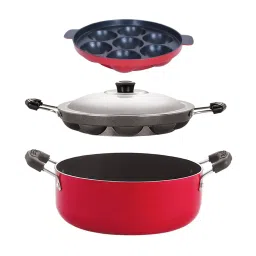 Nirlon Red Aluminium Non-Stick Cookware Set of 3 image 1