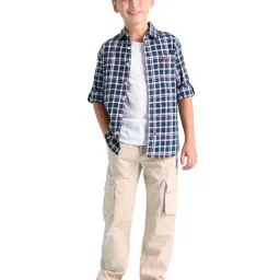 U.S. Polo Assn. Kids Navy & White Checks Full Sleeves Shirt image 3