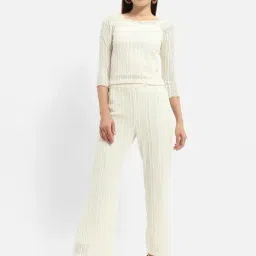 MADAME Off White Self Design Co-Ord Set-image-46