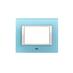 Anchor Roma Urban Clear 12 Module Aqua Blue Glass Cover Plate with Base Frame & Chrome Collar, 66912GAB-image-64