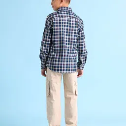 U.S. Polo Assn. Kids Navy & White Checks Full Sleeves Shirt image 2