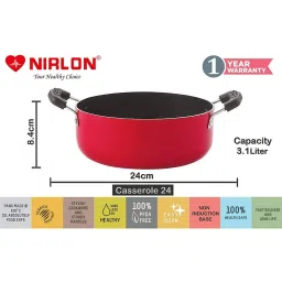 Nirlon Red Aluminium Non-Stick Heat Resistance Cookware - Set of 3 image 4