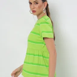 Bewakoof Green Striped Top image 3