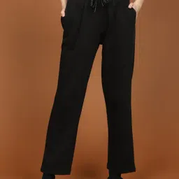 Madame M Secret Black Cotton Relaxed Fit Solid Track Pant-picture-32