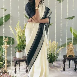 CaniBani Woven Design Zari Silk Blend Handloom Banarasi Saree-picture-25