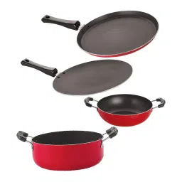 Nirlon Red Aluminium Non-Stick Cookware Kitchen Cooking Essential - Set of 4 image 1