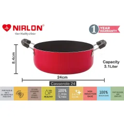 Nirlon Red Aluminium Non-Stick Cookware Kitchen Cooking Essential - Set of 4 image 2
