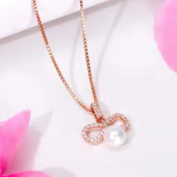 Zavya 925 Silver Timeless Infinity Pear-CZ Rose Gold-Plated Pendant with Chain for Women-image-54