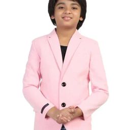 TAHVO Kids Pink Slim Fit Full Sleeves Blazer-picture-35