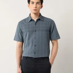 Arrow Grey Cotton Relaxed Fit Striped Shirt-picture-19