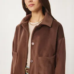 Happiness istanbul Spread Collar Cotton Open Front Jacket image 4