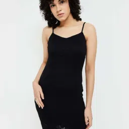 Ginger by Lifestyle Black Self Pattern Bodycon Dress-image-21