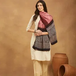Fabindia Red Viscose Tie & Dye Stole-image-22
