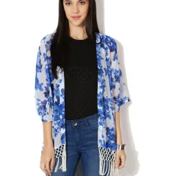 Solly by Allen Solly Blue Floral Print Shrug image 1