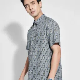 Indus Route By Pantaloons Blue Regular Fit Printed Shirt image 3