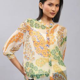 Label Ritu Kumar Off White Printed Top With Camisole-picture-12