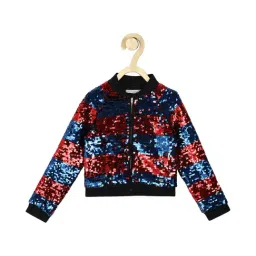 Peter England Kids Red & Navy Embellished Full Sleeves Jacket-image-36