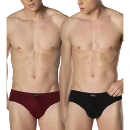 Peter England Black & Maroon Cotton Comfort Fit Briefs (Pack Of 2) image 1