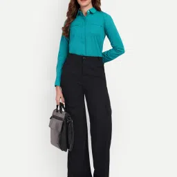 Broadstar Black Relaxed Fit High Rise Cargo Pants image 3