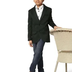 TAHVO Kids Cadmium Green Slim Fit Full Sleeves Blazer image 5