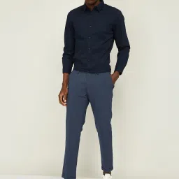Fame Forever by Lifestyle Navy Blue Cotton Regular Fit Shirt image 4