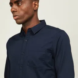 Fame Forever by Lifestyle Navy Blue Cotton Regular Fit Shirt image 5