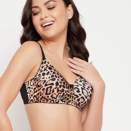 Clovia Beige & Black Printed Full Coverage T-Shirt Bra image 3