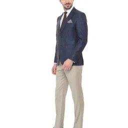 Louis Philippe Blue Linen Slim Fit Self Pattern Blazer image 3