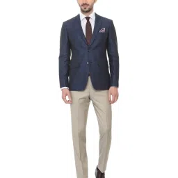 Louis Philippe Blue Linen Slim Fit Self Pattern Blazer image 5