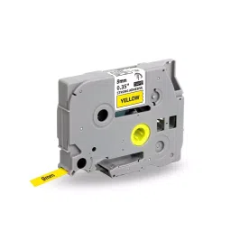 Pacific International Label Tape Cassette 9 mm Paper Laminated Black on Yellow for TZE 621 image 2