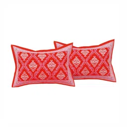 Lali Prints Red & White Ethnic Motifs 180 TC Single Bedsheet with 2 Pillow Covers image 3