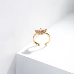 Nias Jewels Women Sterling Silver Gold-Plated Stone-Studded Crescent Moon Ring-picture-27