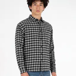 glitchez Tartan Checked Flannel Weave Oversized Casual Shirt-picture-22