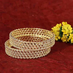 ZULKA Set Of 2 Gold Plated CZ Stone Studded Bangles image 2