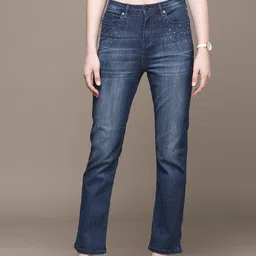 bebe Women Denim Daze Straight Fit Mid-Rise Light Fade Stretchable Jeans-image-27