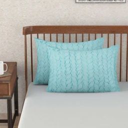 fabindia home Fabindia Magnolia Aqua Cotton 180 TC Pillow Cover - Set of 2-picture-4