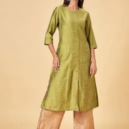 Rangmanch By Pantaloons Green Woven Pattern A Line Kurta-picture-12