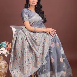 Astita Woven Design Zari Saree with Tasseled image 5